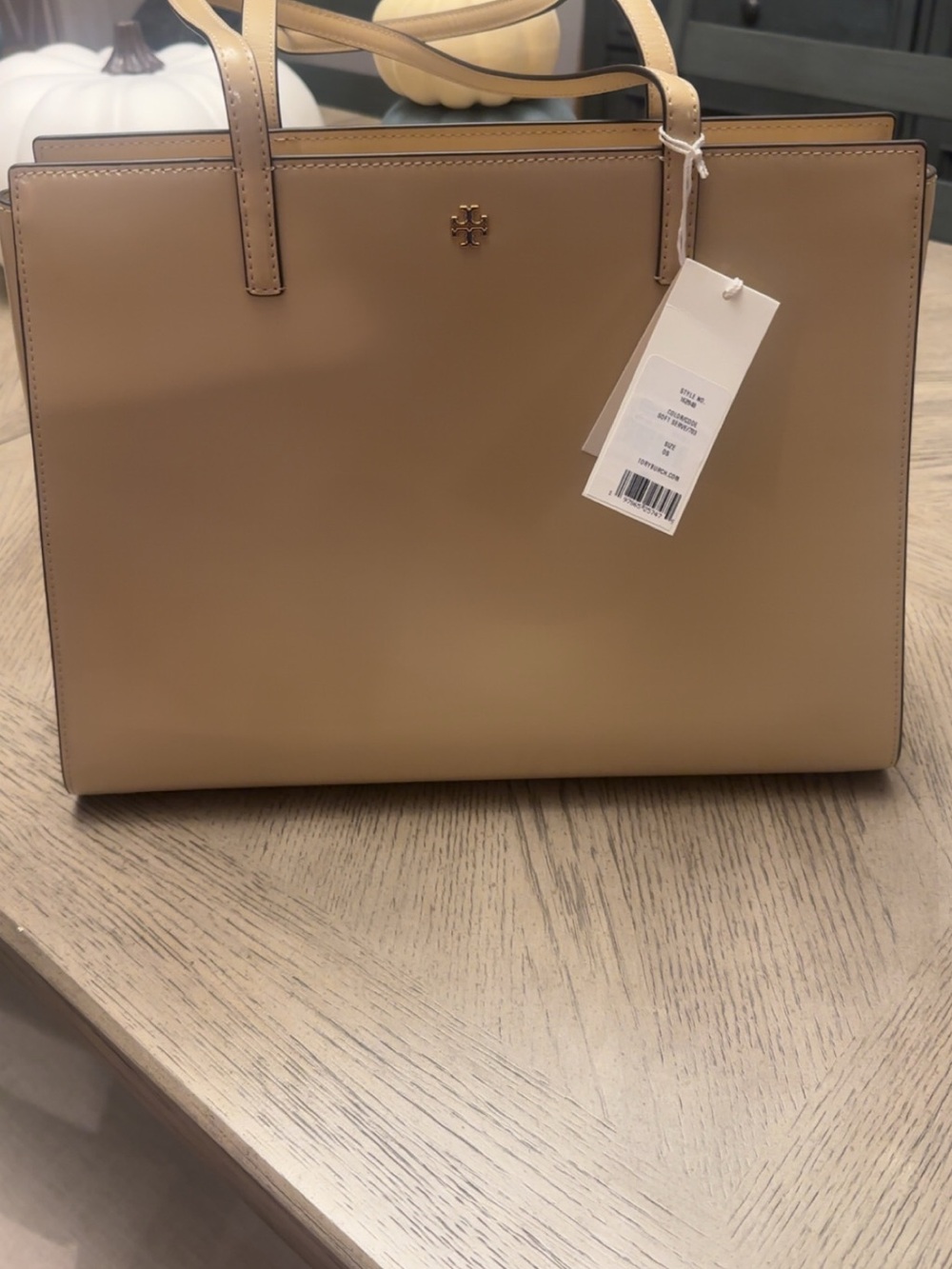 Tory Burch Beige (“soft serve”) Tote with Gold Logo